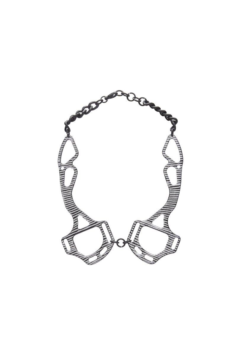 innerraum berlin OBJECT N12 HACKAMORE NECK CHAIN BLACK MATT + SILVER + BLACK MATT