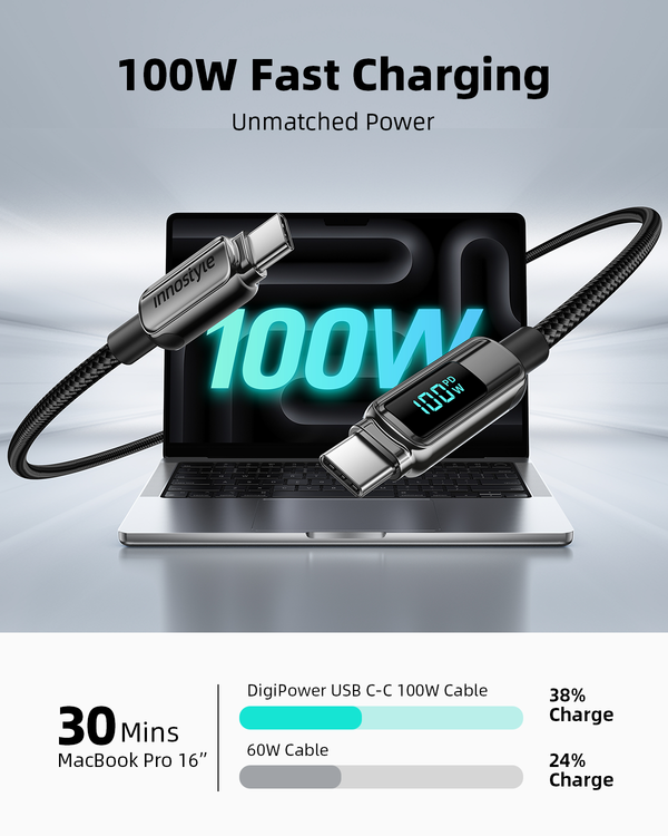 Innostyle DigiPower USB-C To USB-C Cable With Digital Display 100W 1.2m DP-CC1001