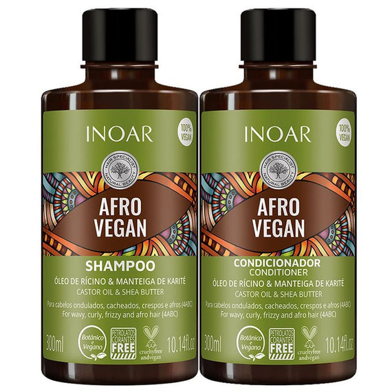 Inoar INOAR Afro Vegan Hair Care Kit 3X Shampoo Conditioner & Leave-in 300ml