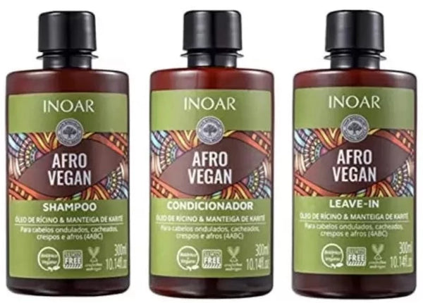 inoar INOAR Afro Vegan Hair Care Kit 3X Shampoo Conditioner & Leave-in 300ml