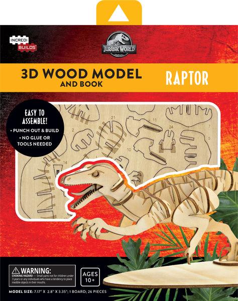 insight editions IncrediBuilds: Jurassic World: Raptor 3D Wood Model and Book – Insight Editions