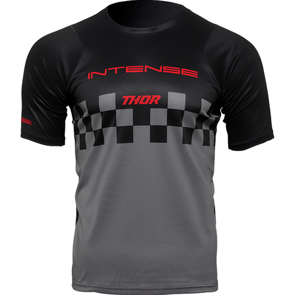 intense Men's INTENSE x THOR MTB Assist Chex Black/Grey Short Sleeve Jersey