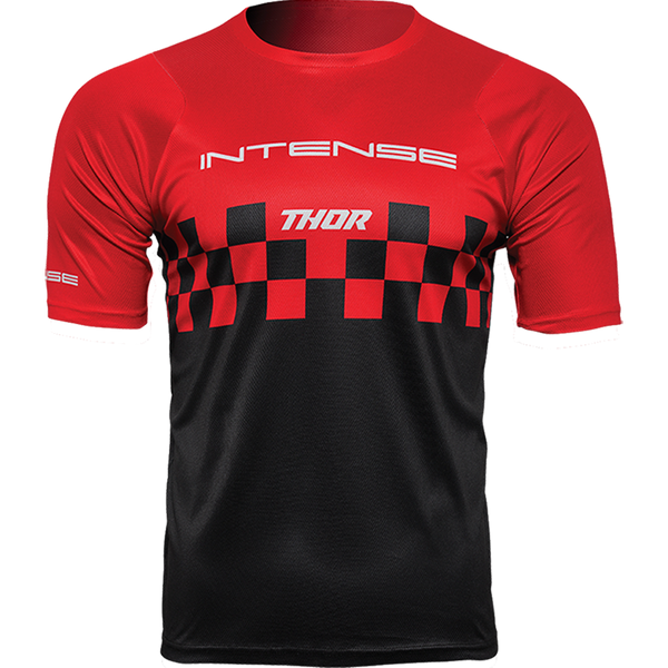 intense Men's INTENSE x THOR MTB Assist Chex Red/Black Short Sleeve Jersey