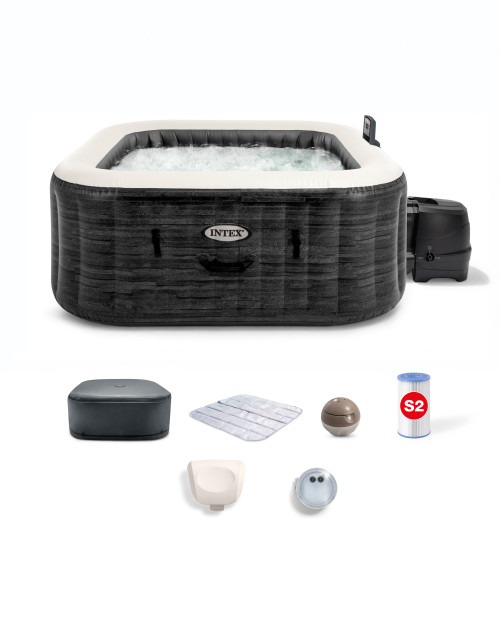 Intex 4-Person Greystone Deluxe Square Bubble Spa Set