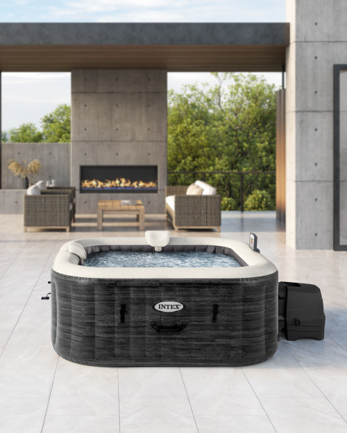 intex 4-Person Greystone Deluxe Square Bubble Spa Set