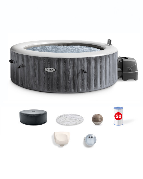 Intex 6-Person Greywood Deluxe Round Bubble Spa Set