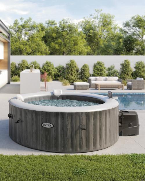 intex 6-Person Greywood Deluxe Round Bubble Spa Set
