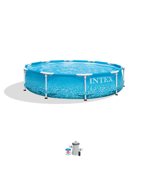 intex Beachside Metal Frame 10' x 30" Above Ground Pool w/ Filter Pump