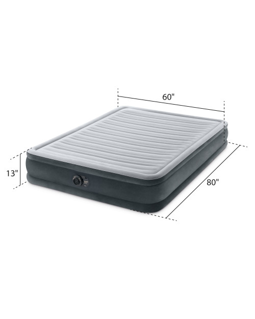 Intex Dura-Beam® Deluxe Comfort-Plush Air Mattress 13" Queen W/ Built-In Electric Pump