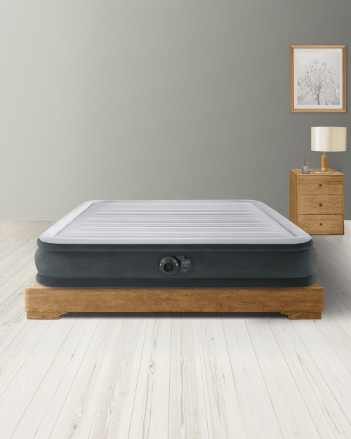 intex Dura-Beam® Deluxe Comfort-Plush Air Mattress 13" Queen w/ Built-In Electric Pump
