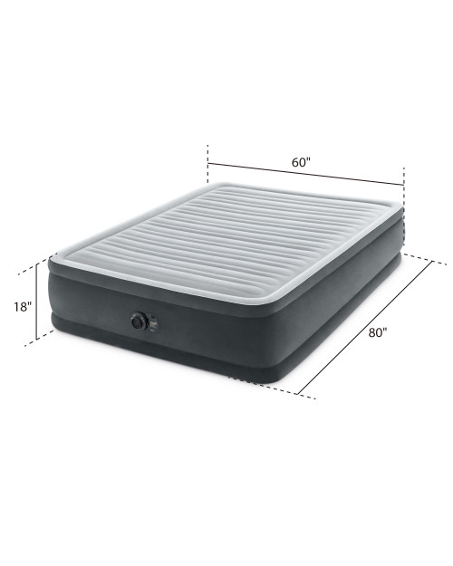 Intex Dura-Beam® Deluxe Comfort-Plush Air Mattress 18" Queen W/ Built-In Electric Pump