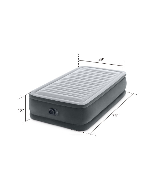 Intex Dura-Beam® Deluxe Comfort-Plush Air Mattress 18" Twin W/ Built-In Electric Pump