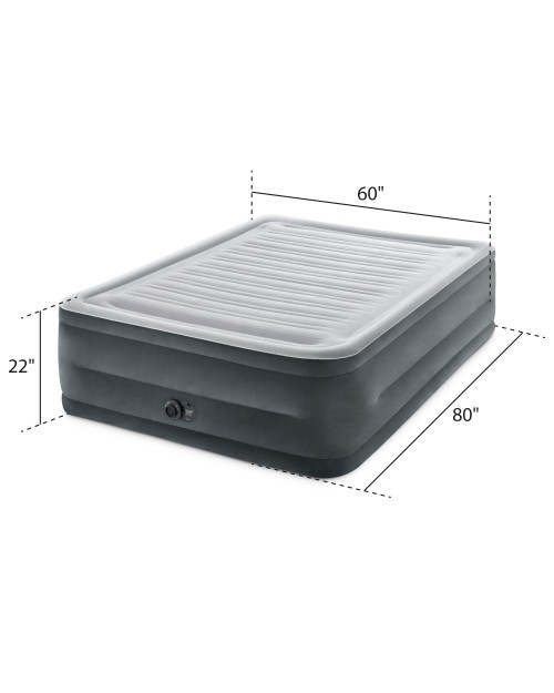 Intex Dura-Beam® Deluxe Comfort-Plush Air Mattress 22" Queen W/ Built-In Electric Pump