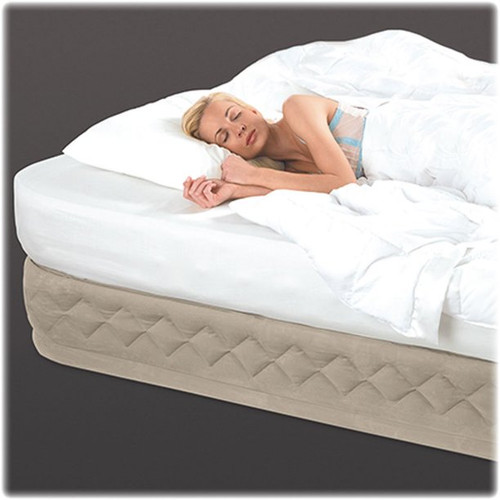 Intex Dura-Beam® Deluxe Supreme Air-Flow Air Mattress 20" Queen W/ Built-In Electric Pump - Tan