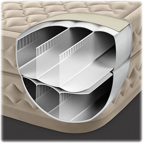 Intex Dura-Beam® Deluxe Supreme Air-Flow Air Mattress 20" Queen W/ Built-In Electric Pump - Tan