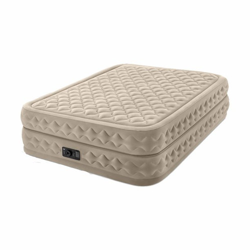 intex Dura-Beam® Deluxe Supreme Air-Flow Air Mattress 20" Queen w/ Built-In Electric Pump - Tan