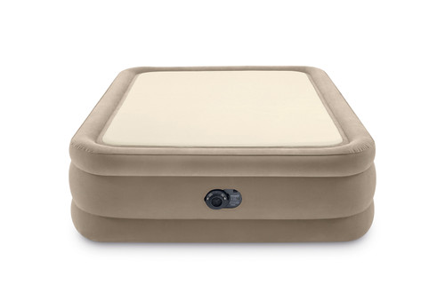 Intex Dura-Beam® Deluxe Thermalux Air Mattress 20" Queen W/ Built-In Electric Pump - Tan