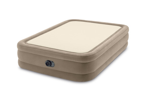 Intex Dura-Beam® Deluxe Thermalux Air Mattress 20" Queen W/ Built-In Electric Pump - Tan