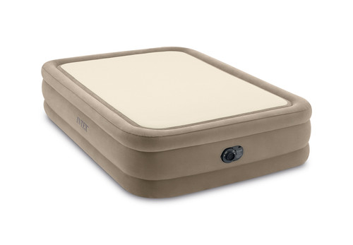 intex Dura-Beam® Deluxe Thermalux Air Mattress 20" Queen w/ Built-In Electric Pump - Tan