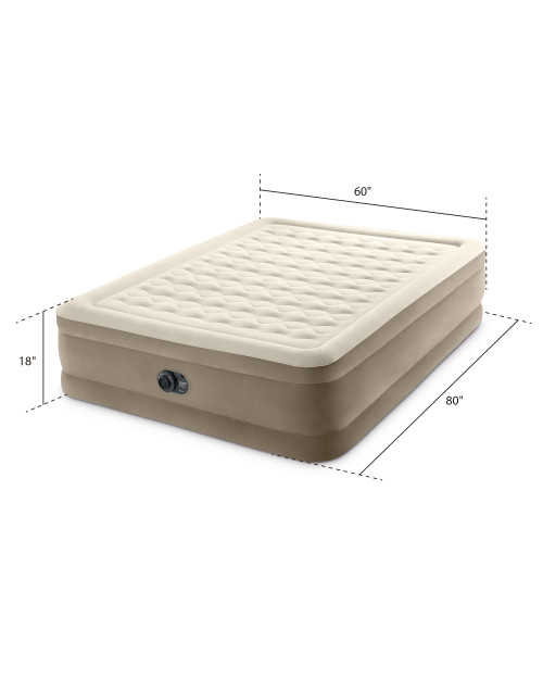 Intex Dura-Beam® Deluxe Ultra Plush Air Mattress 18" Queen W/ Built-In Electric Pump