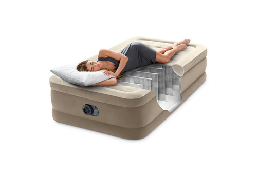 Intex Dura-Beam® Deluxe Ultra Plush Air Mattress 18" Twin W/ Built-In Electric Pump