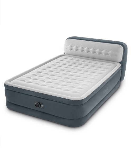Intex Dura-Beam® Deluxe Ultra Plush Headboard Air Mattress 18" Queen W/ Built-In Electric Pump