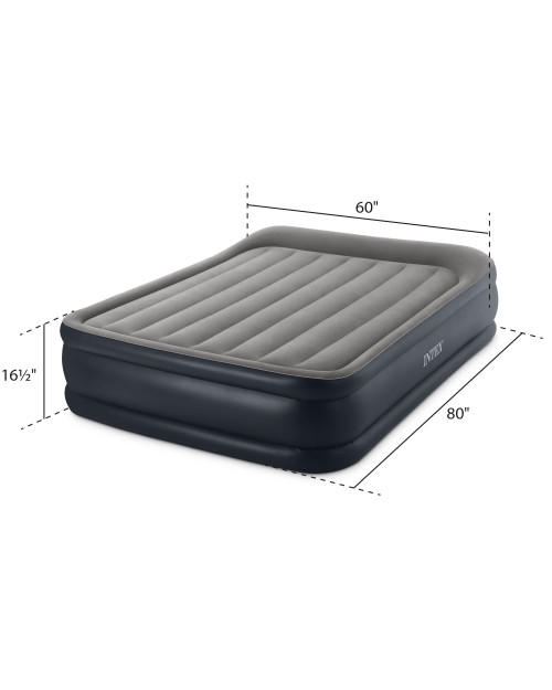 Intex Dura-Beam® Plus Deluxe Pillow Rest Air Mattress 16.5" Queen W/ Built-In Electric Pump