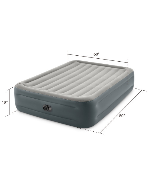 Intex Dura-Beam® Plus Essential Rest Air Mattress 18" Queen W/ Built-In Electric Pump