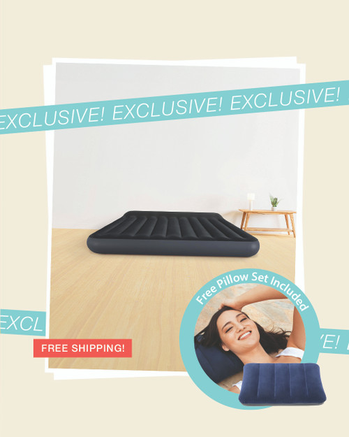 intex Dura-Beam® Standard Pillow Rest Air Mattress 10" King Bundle with 2 Free Pillows