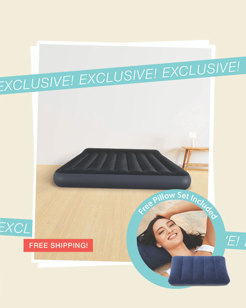 intex Dura-Beam® Standard Pillow Rest Air Mattress 10" Queen Bundle with 2 Free Pillows
