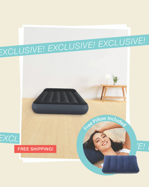 intex Dura-Beam® Standard Pillow Rest Air Mattress 10" Twin Bundle with Free Pillow