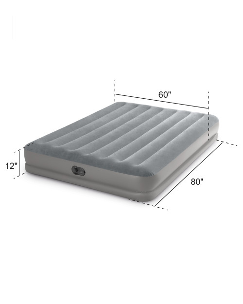 Intex Dura-Beam® Standard Prestige Air Mattress 12" Queen W/ Built-In USB Electric Pump