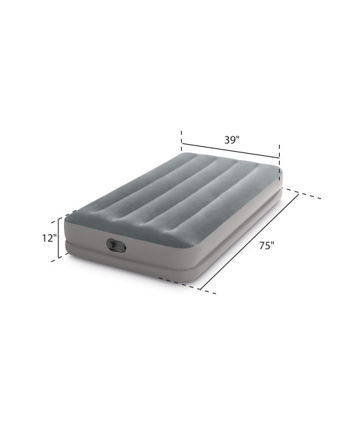 Intex Dura-Beam® Standard Prestige Air Mattress 12" Twin W/ Built-In USB Electric Pump