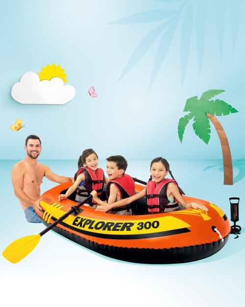 Intex Explorer™ 300 Inflatable Boat Set - 3 Person