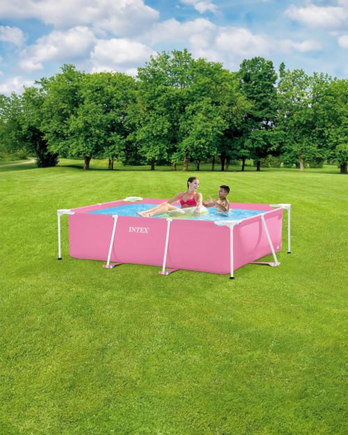 Intex Pink Rectangular Frame Above Ground Pool - 2.2M X 1.5M X 0.6M