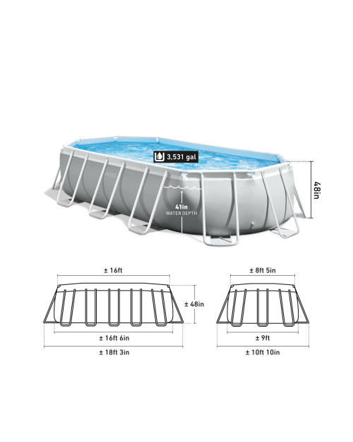Intex Prism Frame™ 16'6" X 9' X 48" Oval Above Ground Pool Set