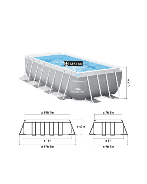 Intex Prism Frame™ 16' X 8' X 42" Rectangular Above Ground Pool Set