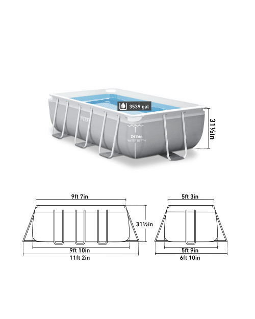 Intex Prism Frame™ 9.8’ X 5.7' X 31.2" Above Ground Premium Pool Set