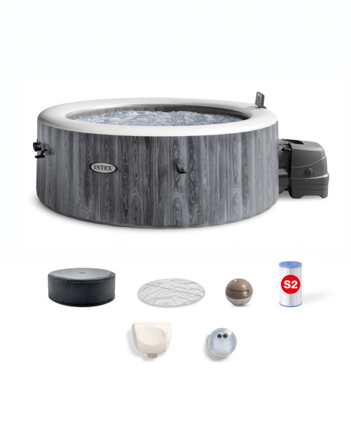 Intex PureSpa™ Greywood Deluxe Round Bubble Spa Set - 4-Person