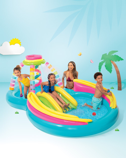 intex Rainbow Funnel Inflatable Play Center w/ Slide