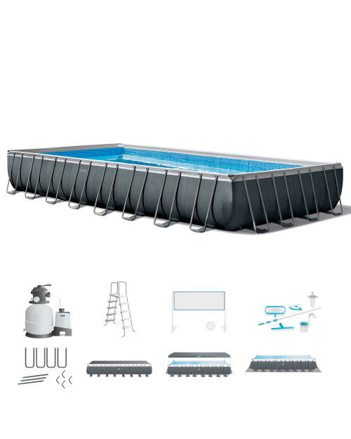 Intex Rectangular Ultra XTR® Frame Above Ground Pool W/ Sand Filter Pump & Saltwater System - 32' X 16' X 52"
