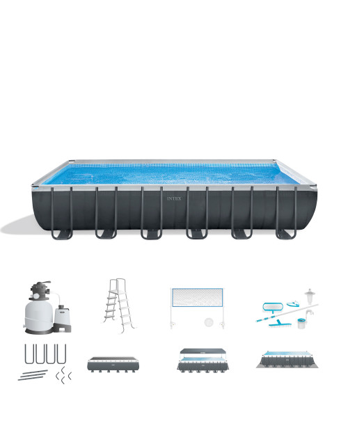 Intex Rectangular Ultra XTR® Frame Above Ground Pool W/ Sand Filter Pump & Saltwater System - 24' X 12' X 52"