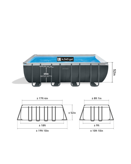 Intex Rectangular Ultra XTR® Frame Above Ground Pool W/ Sand Filter Pump - 18' X 9' X 52"