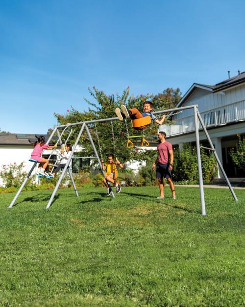 intex Swing & Glide Four Feature Gray Swing Set w/ FREE Trapeze Bar
