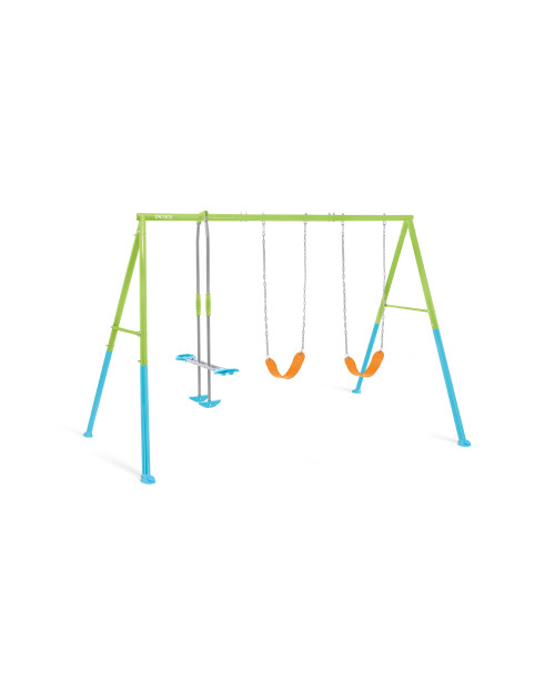 Intex Swing & Glide Three Feature Colored Swing Set W/ FREE Trapeze Bar