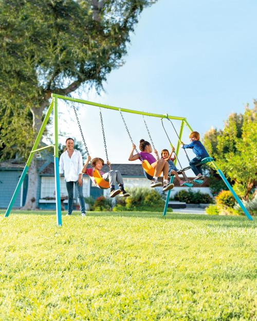 intex Swing & Glide Three Feature Colored Swing Set w/ FREE Trapeze Bar