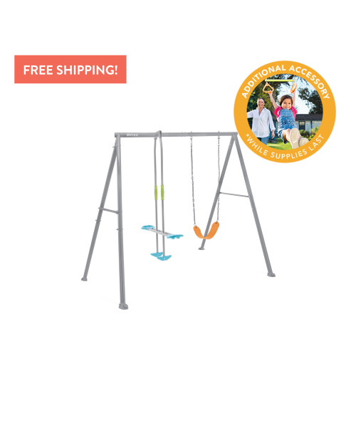 Intex Swing & Glide Two Feature Gray Swing Set W/ FREE Trapeze Bar