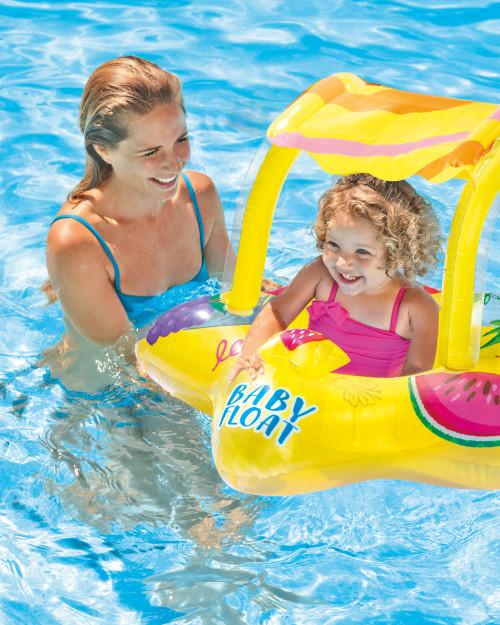 intex Yellow Kiddie Inflatable Pool Float w/ Sunshade