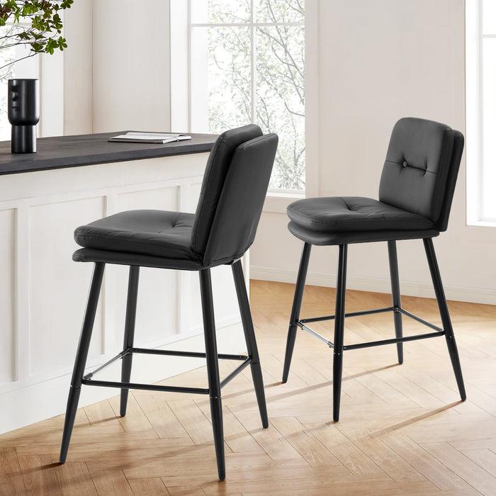 intimate Wm Heart 26 Inch Bar Stools Set Of 2 High Back Barstool With Double-Layer Padding And Metal Legs Faux Leather High Stools For Home Kitchen Island Couter