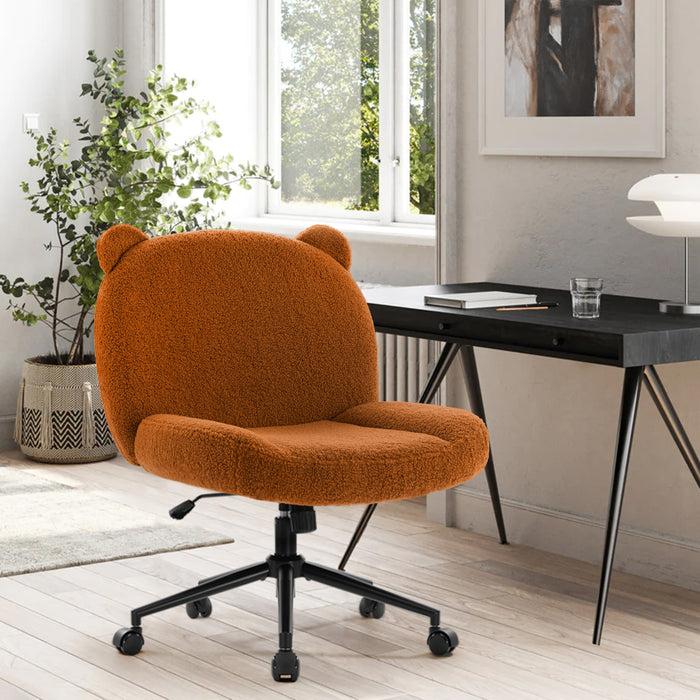 Intimate Wm Heart Armless Office Desk Chair With Wheels Ergonomic Criss Cross Legged Computer Chair With Fabric Padded Height Adjustable Wide Seat Vanity Chair Mid Back Task Chair For Home Bedroom (Brown)